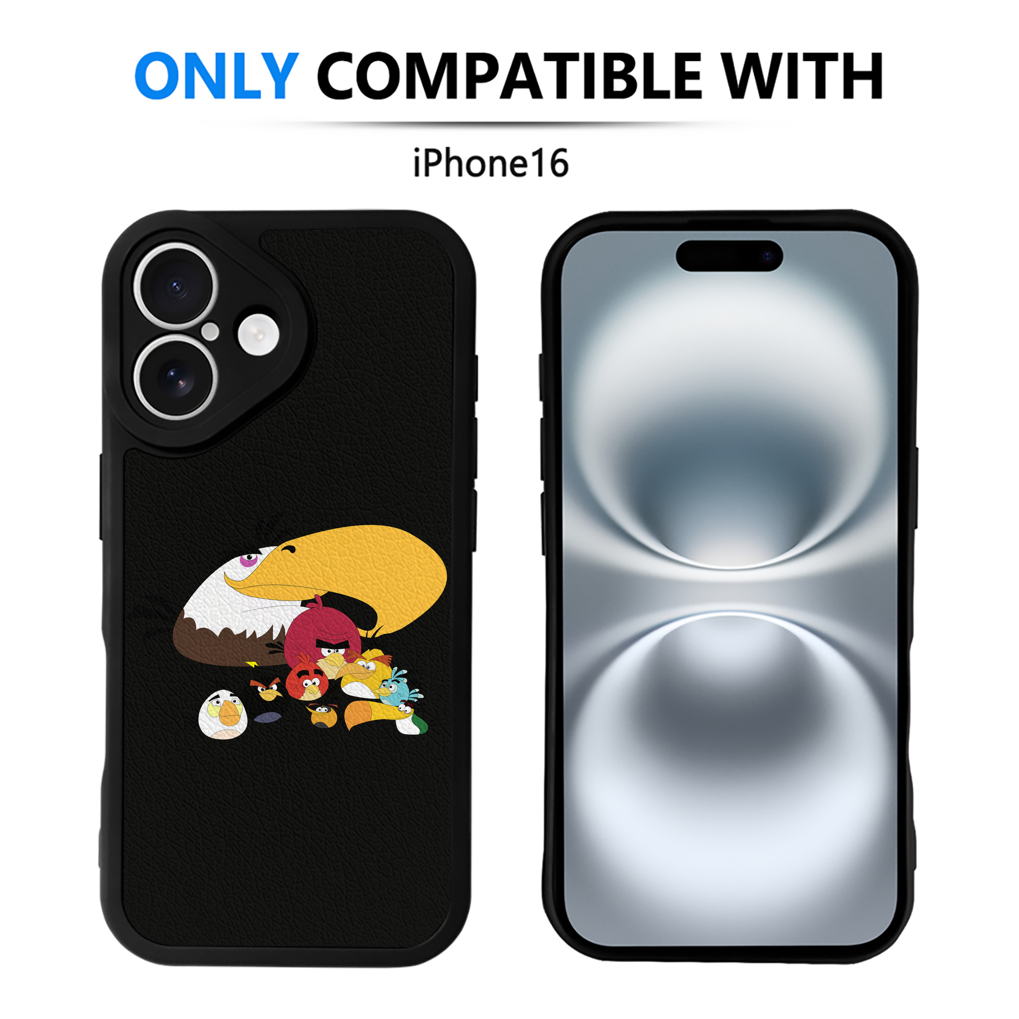 （画像用） Angry Birds アングリーバード 【iPhone 16シリーズ対応】シリコンスマホケース（レザー調） 材質：シリコン